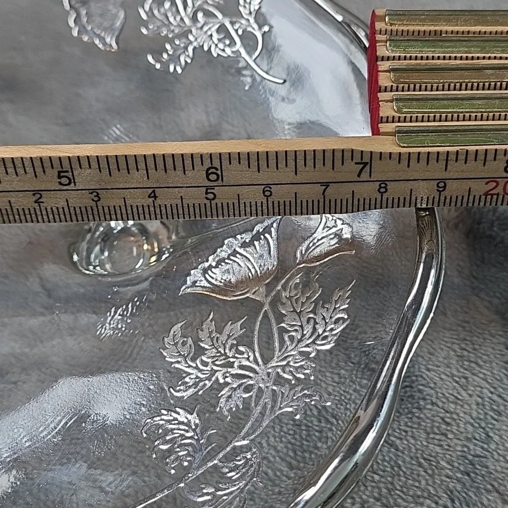 Mid Century Sterling Silver Overlay Flanders Poppy Glass 7.5